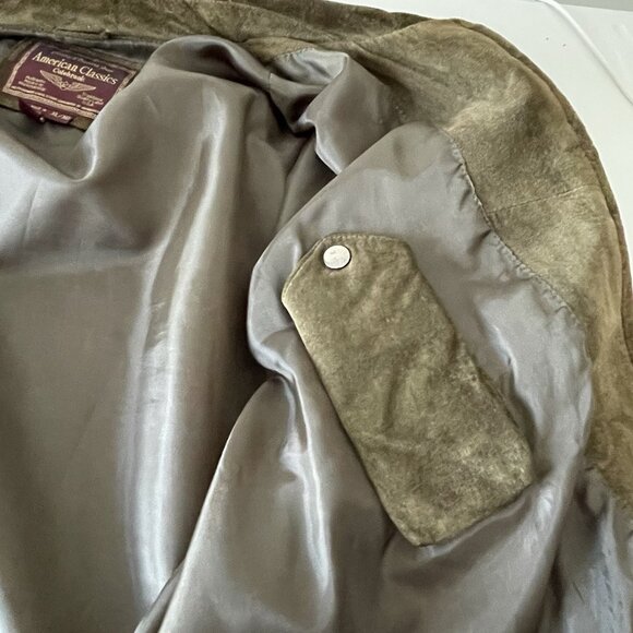 Vintage Colebrook Olive Green Suede Leather Bomber Harrington Jacket Mens XL - Picture 9 of 16